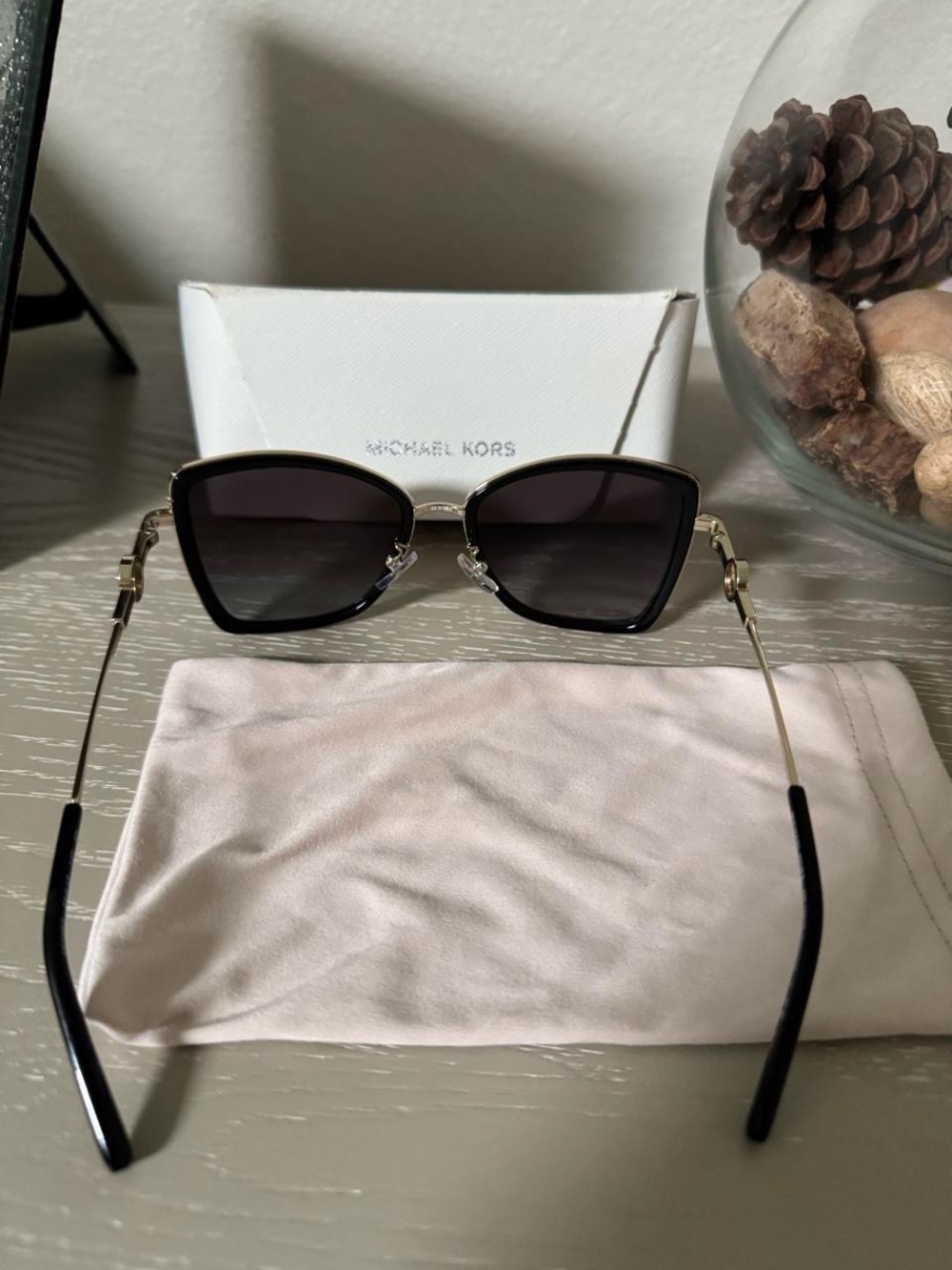Michael Kors Black and Gold Cat-Eye Sunglasses
